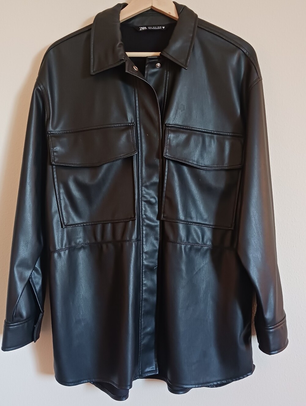 Zara Leather Shirt Jacket